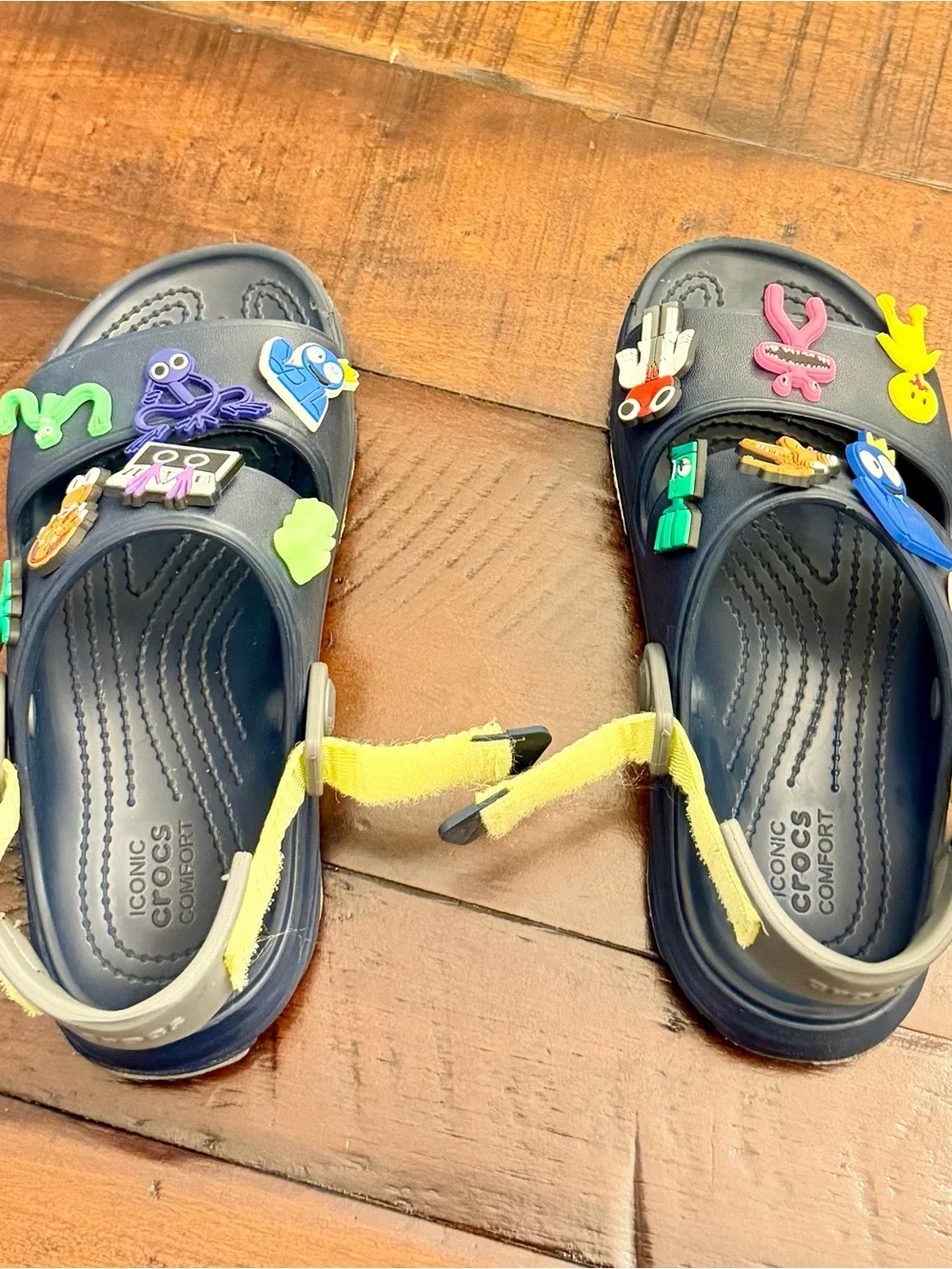 Crocs J3 Kids Classic All-Terrain Sandal Black & 14Charms Adjustable Straps